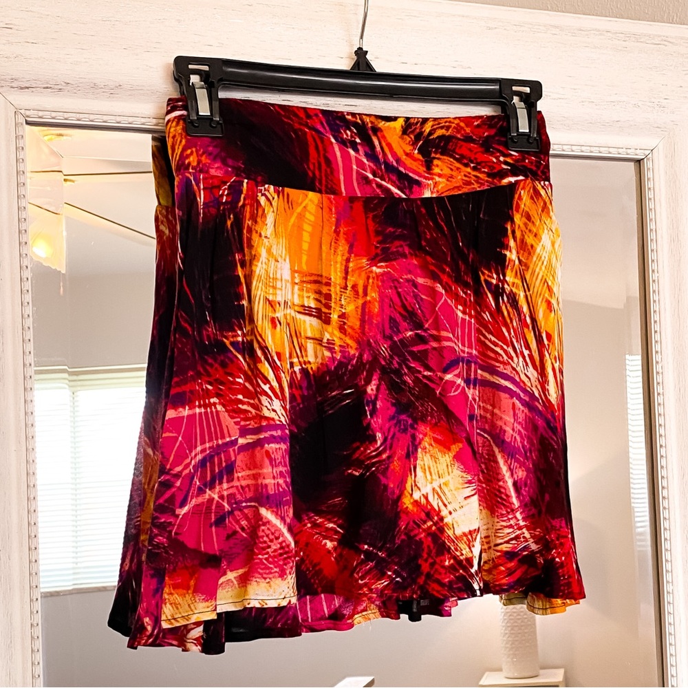Wet Seal Bright Abstract Tropical Print Mini Skirt - Size Small